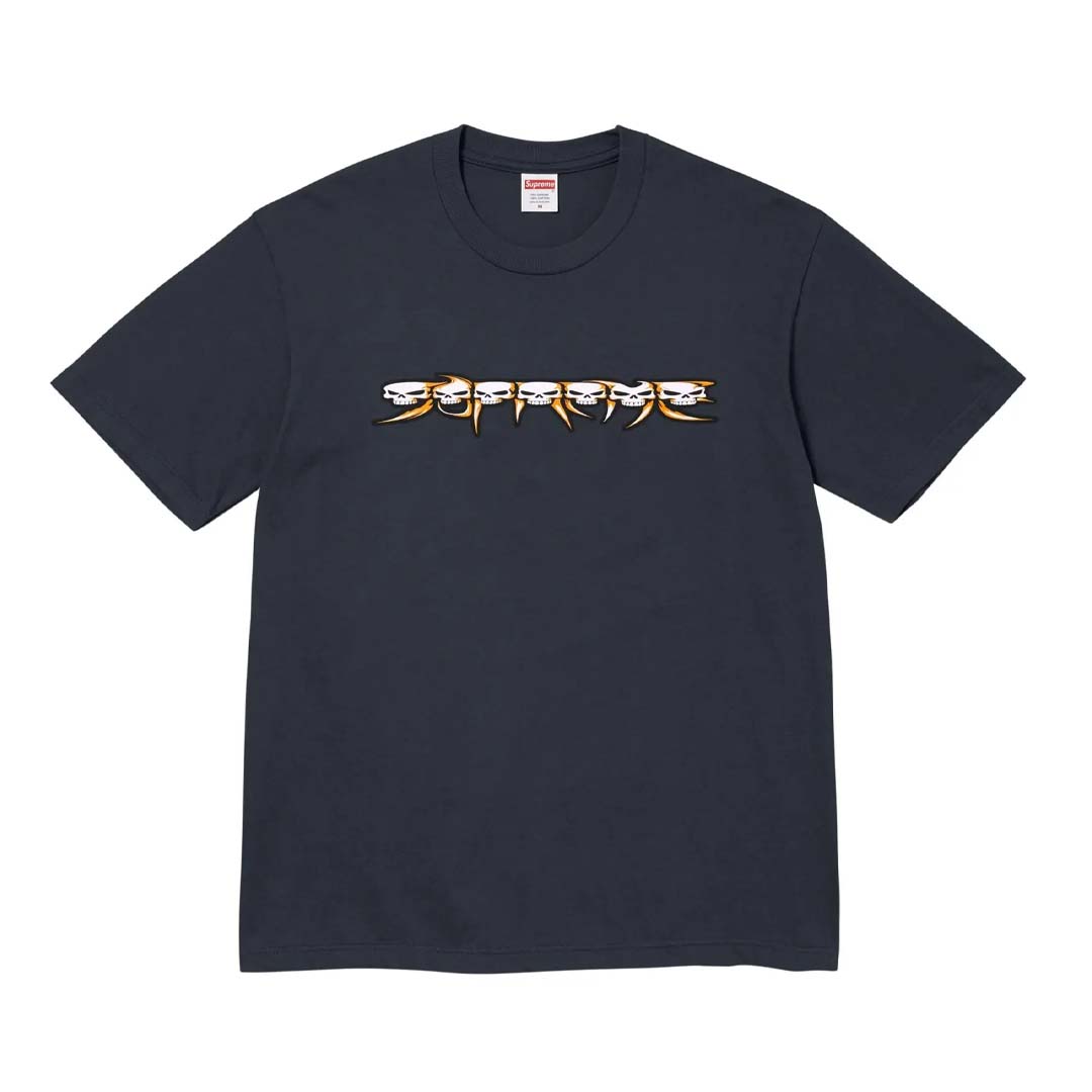 Supreme Skulls Spellout Tee Navy