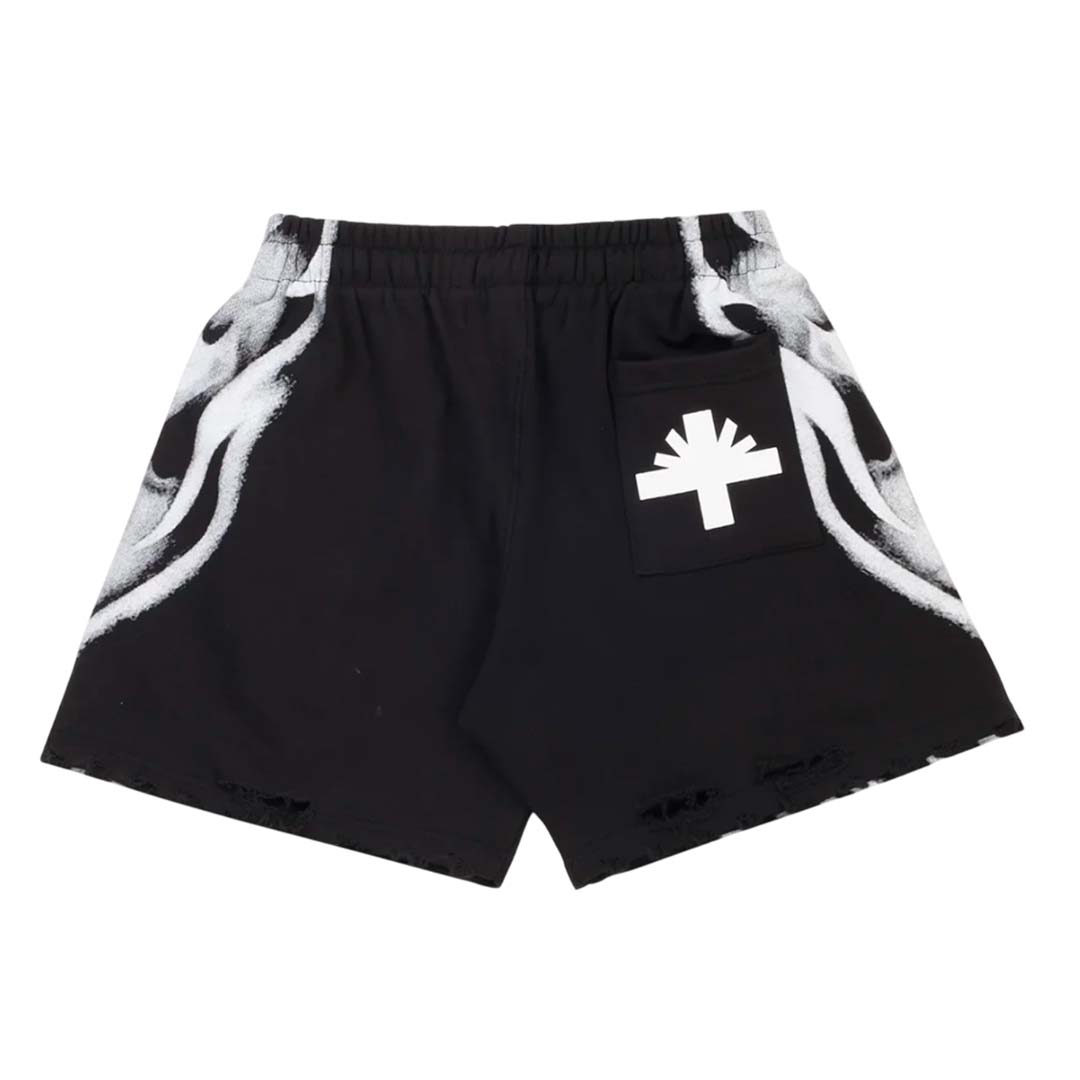 Vertabrae Skull Shorts Black White