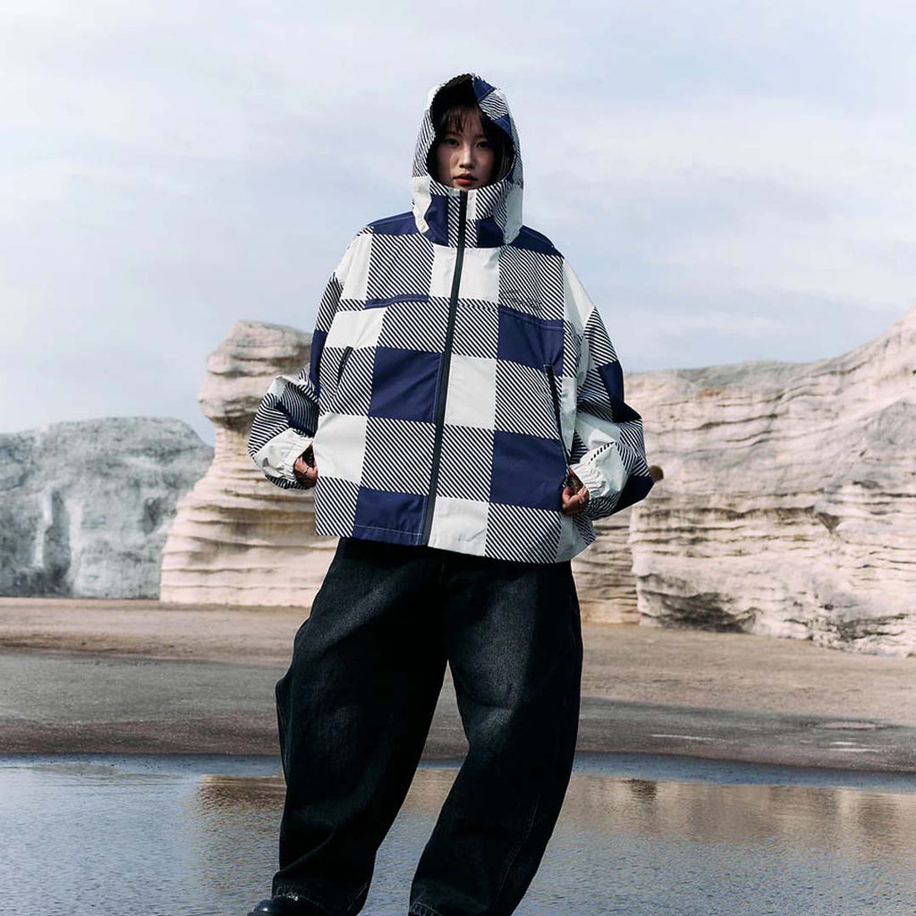Cactus Valley Blue Checkered Windbreaker Jacket