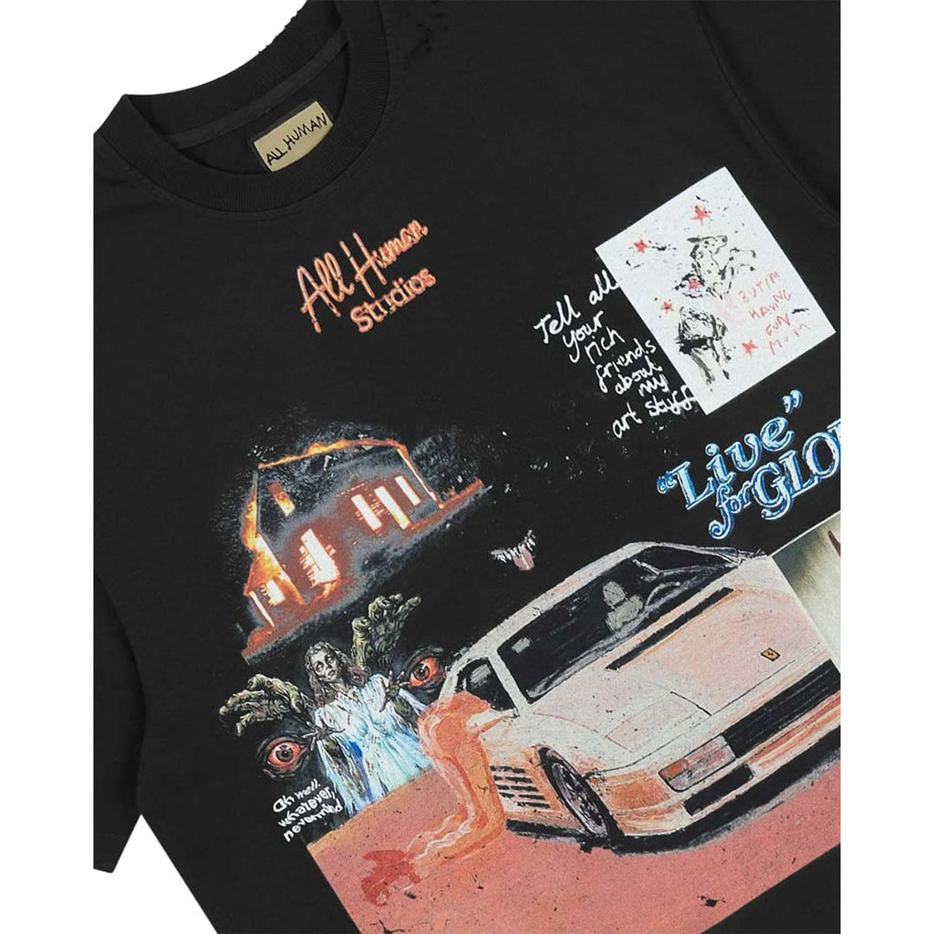 All Human White Ferrari V2 Black Tee