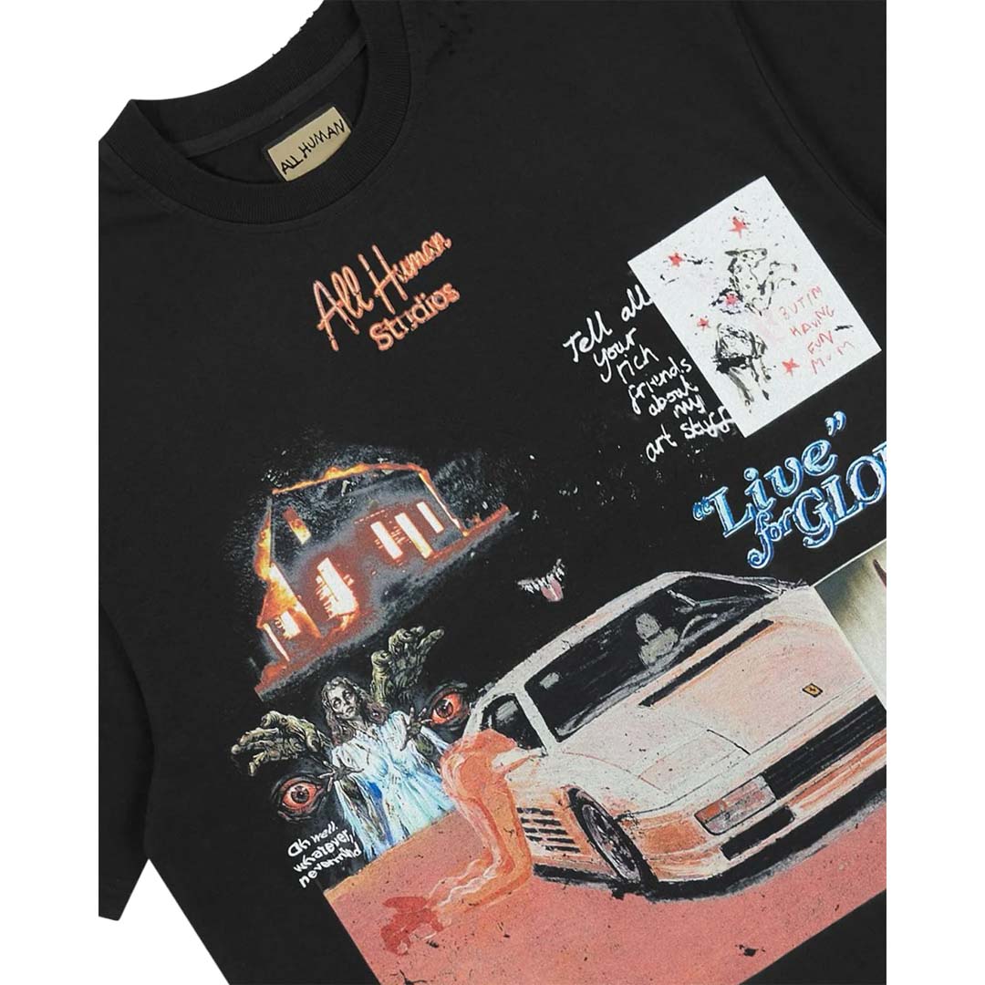All Human White Ferrari V2 Black Tee