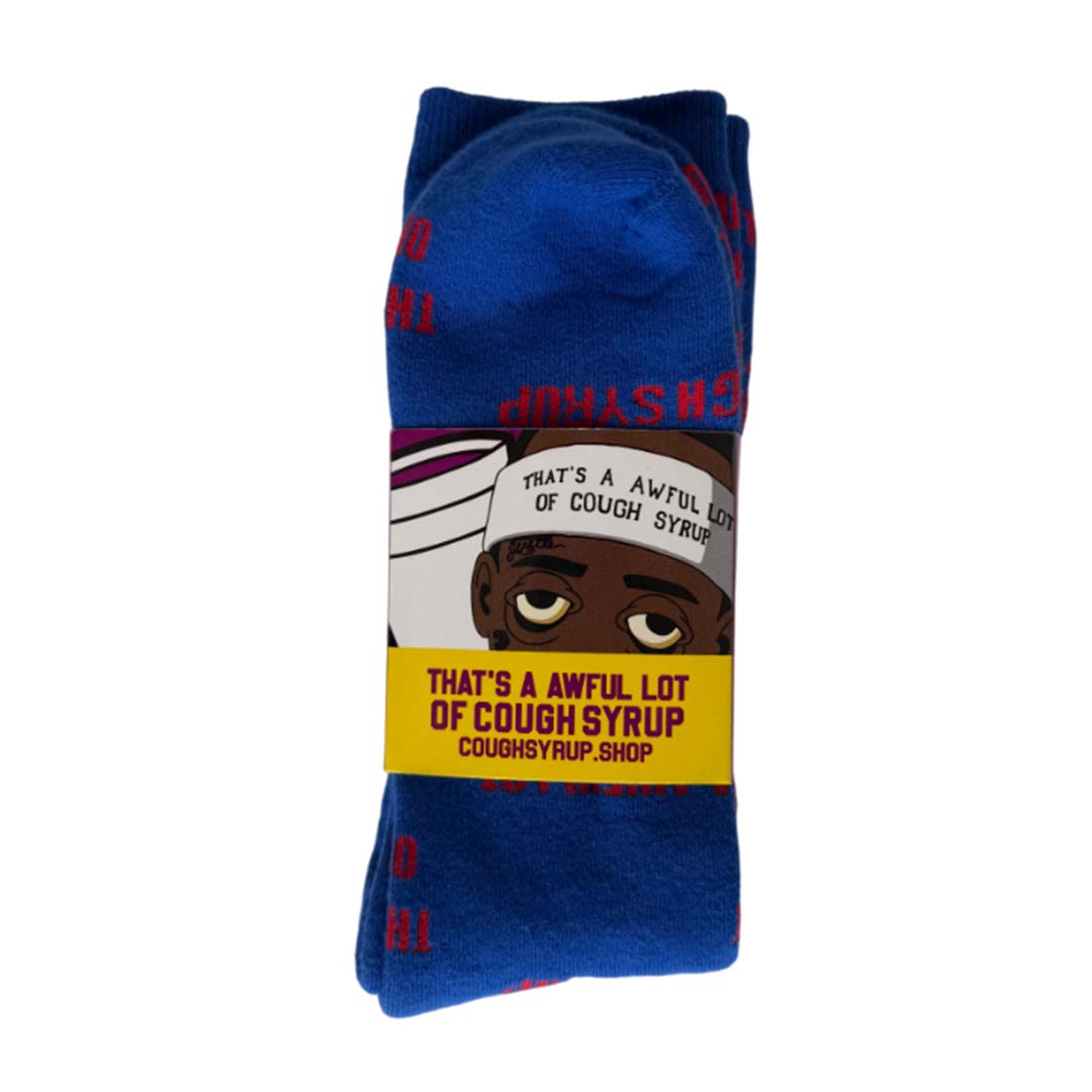 Awful Lot of Cough Syrup Socks Blue Red