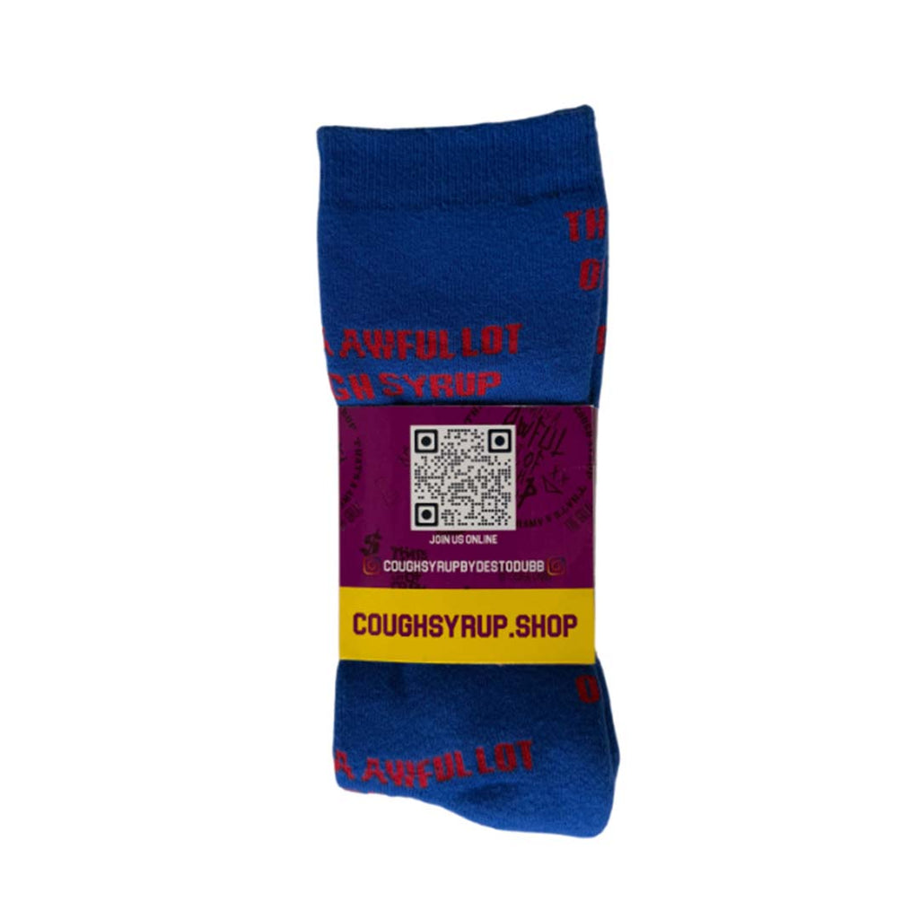Awful Lot of Cough Syrup Socks Blue Red