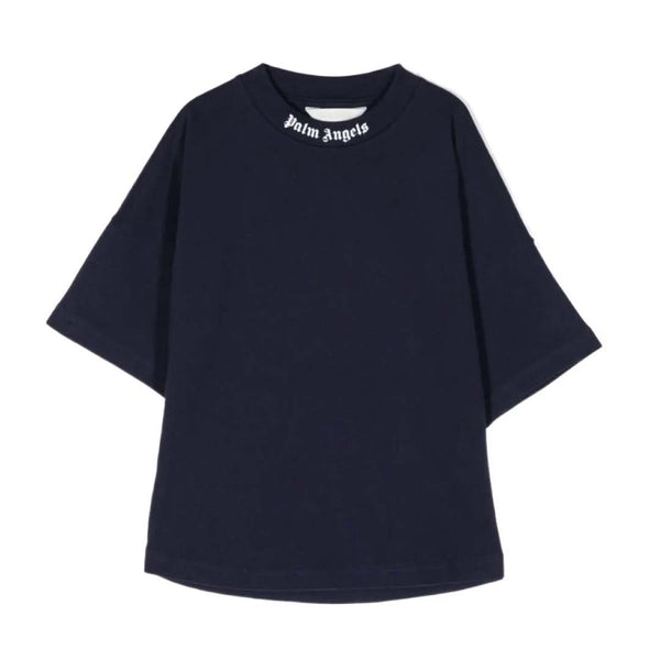 Palm Angels KIDS Classic Over Logo S/S Navy Blue White