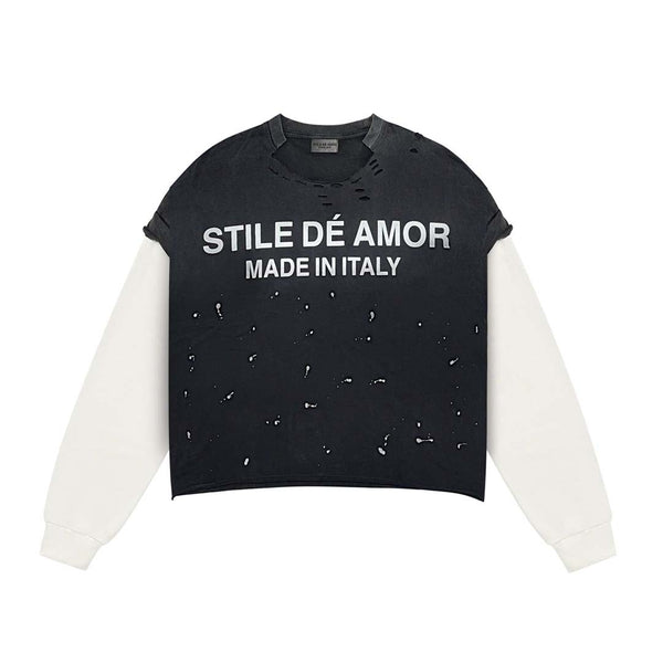 Stile de Amor Nero Su Bianco Long Sleeve Tee Black