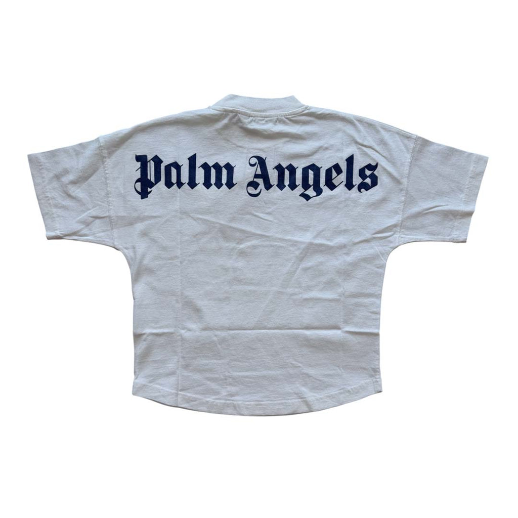 Palm Angels Kids Classic Over Logo Tee S/S White Navy Blue