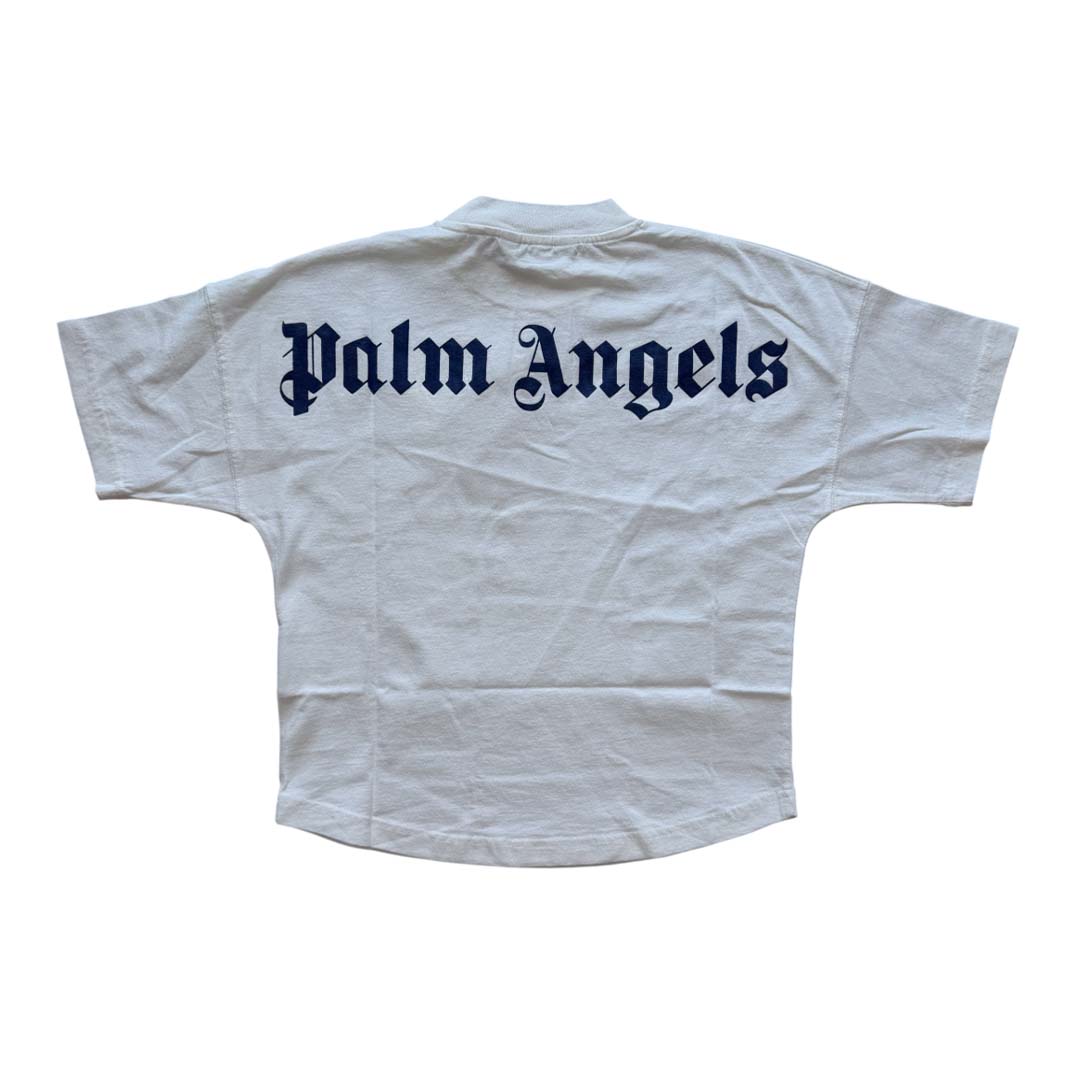 Palm Angels Kids Classic Over Logo Tee S/S White Navy Blue