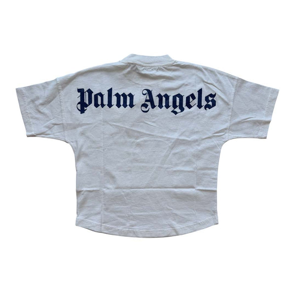 Palm Angels Kids Classic Over Logo Tee S/S White Navy Blue