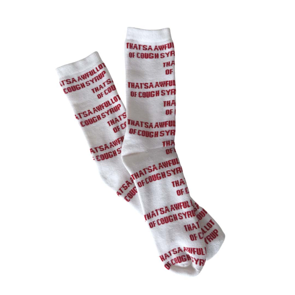 Awful Lot of Cough Syrup Socks White Red