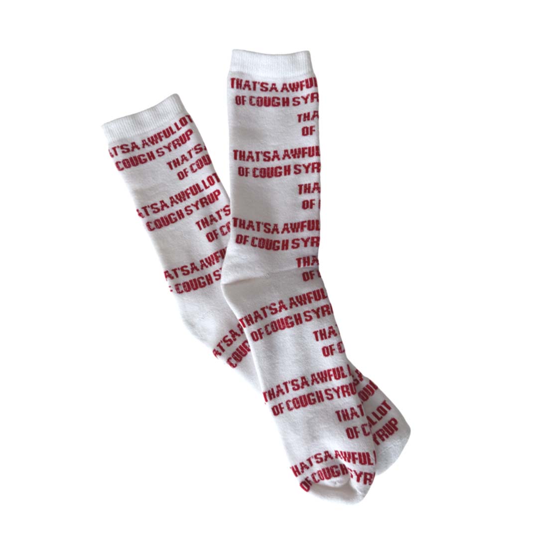 Awful Lot of Cough Syrup Socks White Red