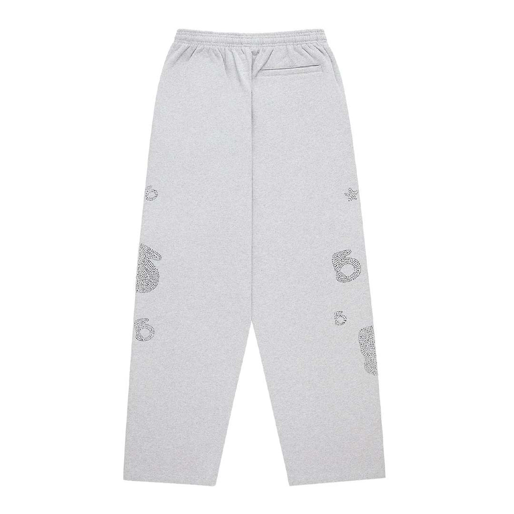 Sp5der Rhinestone Beluga V2 Wide Leg Sweatpants Heather Grey