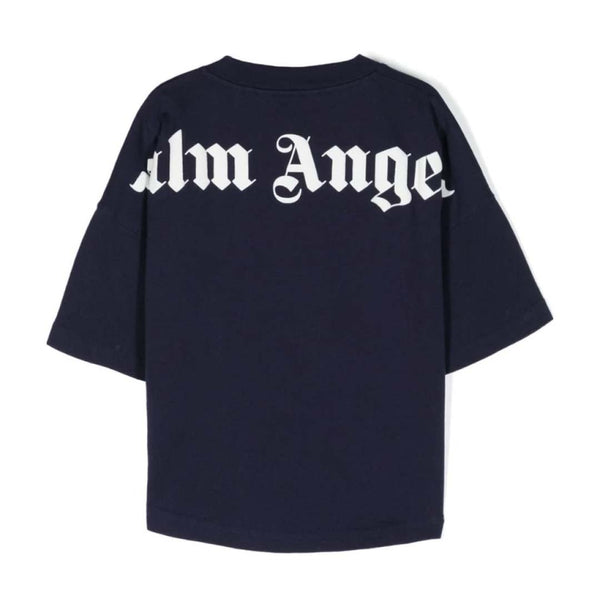 Palm Angels KIDS Classic Over Logo S/S Navy Blue White