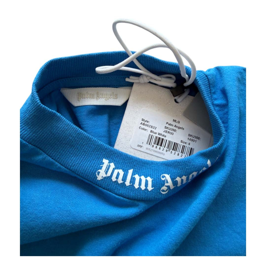 Palm Angels KIDS Classic Over Logo Tee L/S Blue White