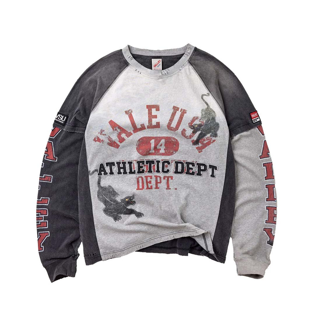 Vale Forever Varsity Long Sleeve Tee Grey Red