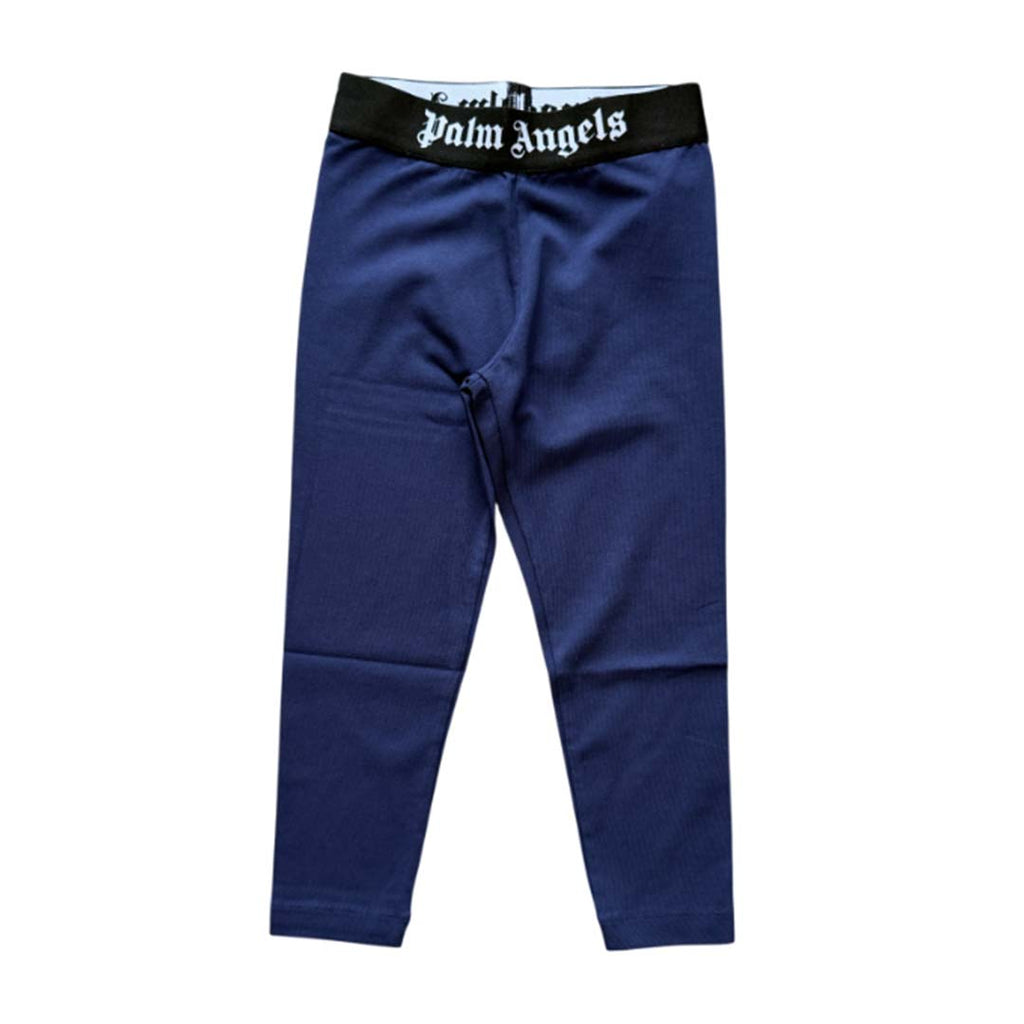 Palm Angels KIDS Waistband Logo Leggings Navy Blue Black