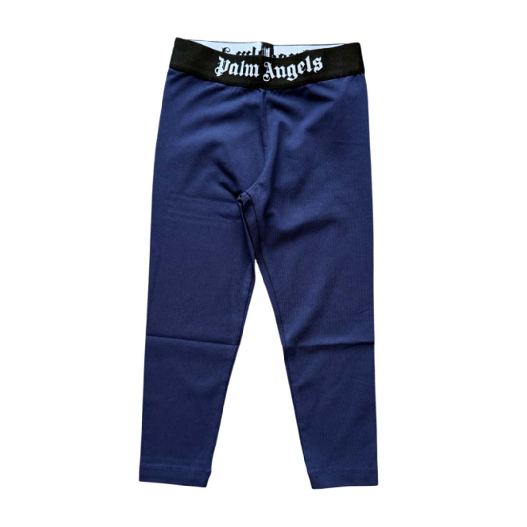Palm Angels KIDS Waistband Logo Leggings Navy Blue Black