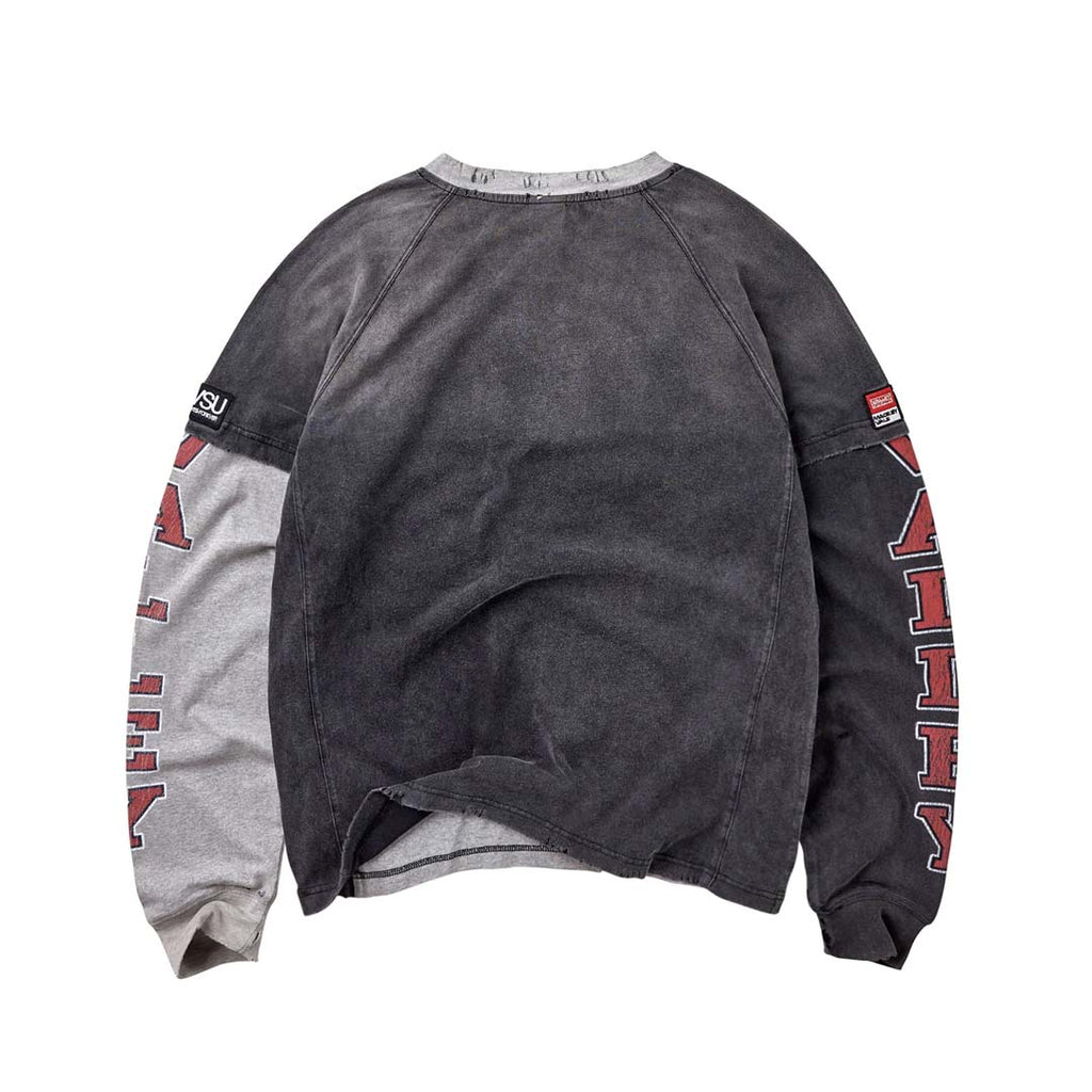 Vale Forever Varsity Long Sleeve Tee Grey Red