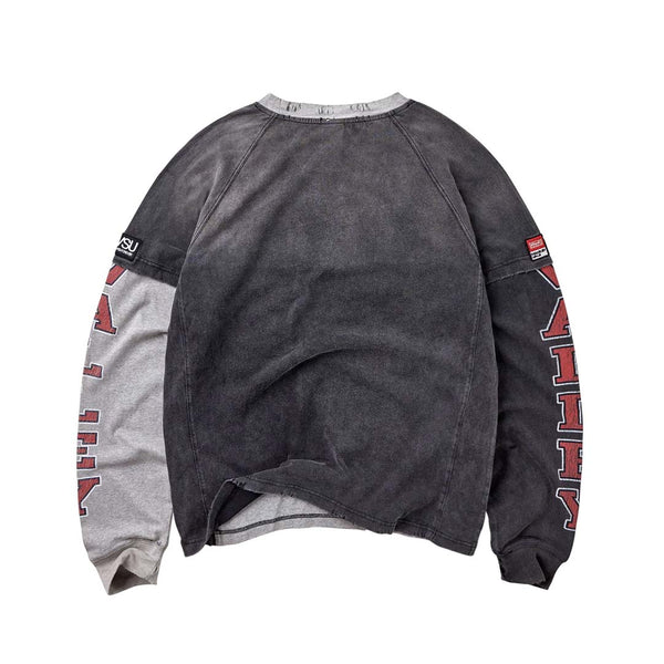 Vale Forever Varsity Long Sleeve Tee Grey Red