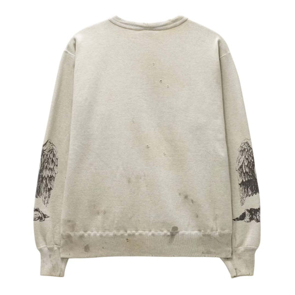Saint Michael Aries Crewneck Sweatshirt Distressed Cream