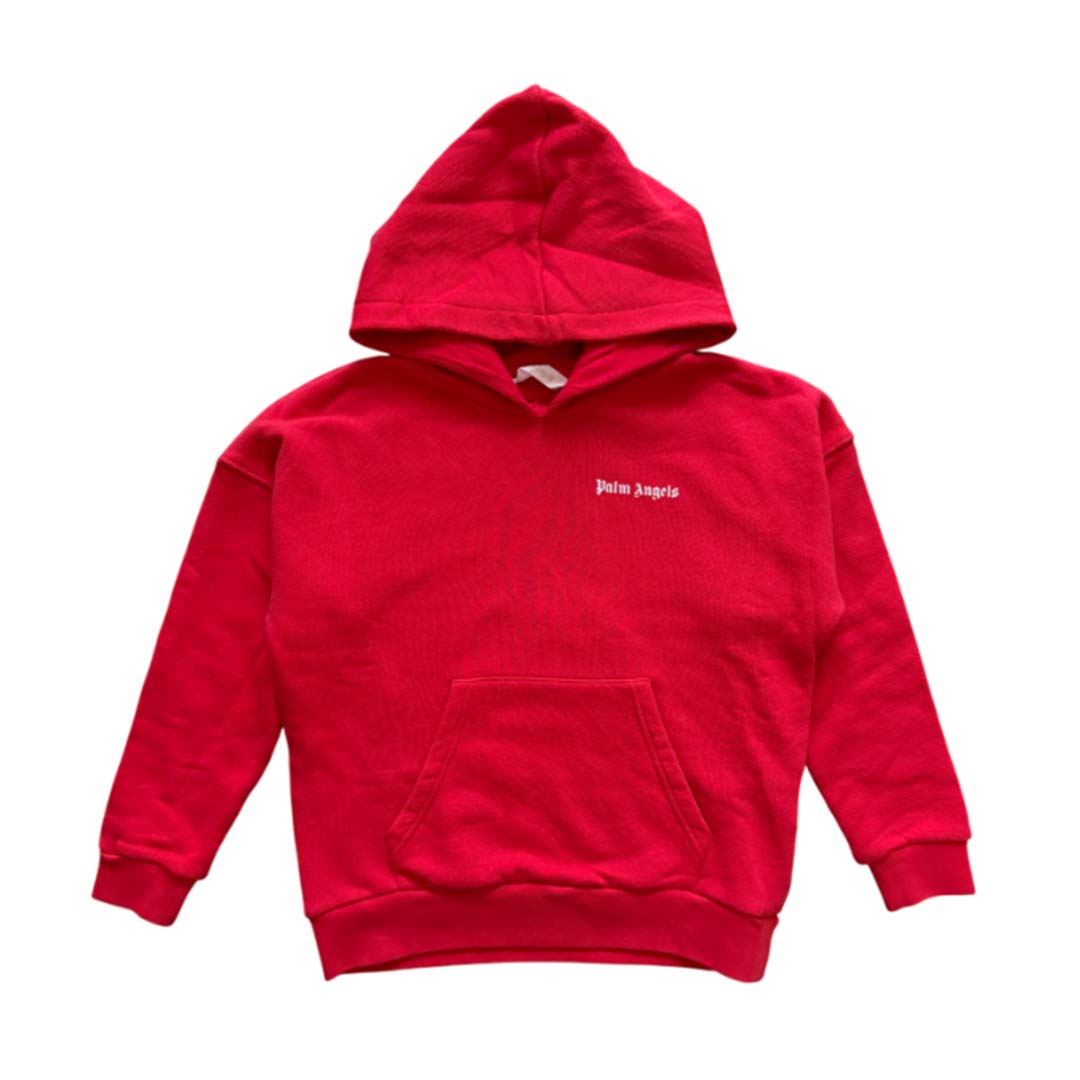 Palm Angels KIDS Classic Over Logo Hoodie Red White