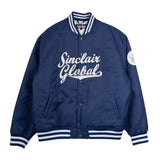 Sinclair Script Satin Bomber Jacket Blue