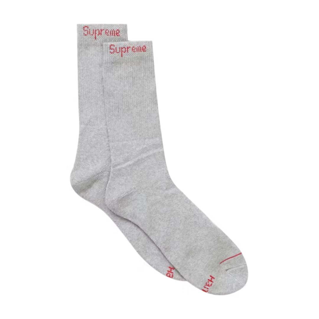 Supreme Hanes Crew Socks (4 Pack) Heather Grey