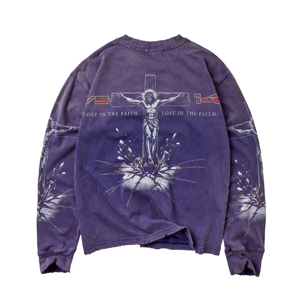 Vale Forever Concrete Cross Long Sleeve Tee Navy Red