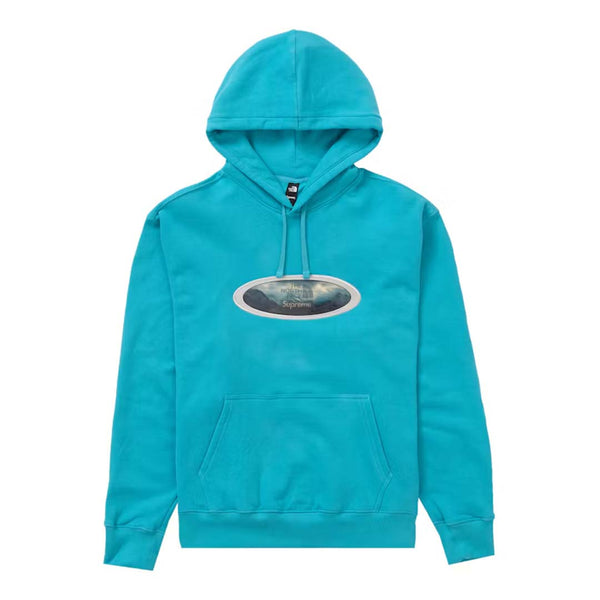Supreme The North Face Lenticular Mountains Hooded Sweatshirt Teal Blue
