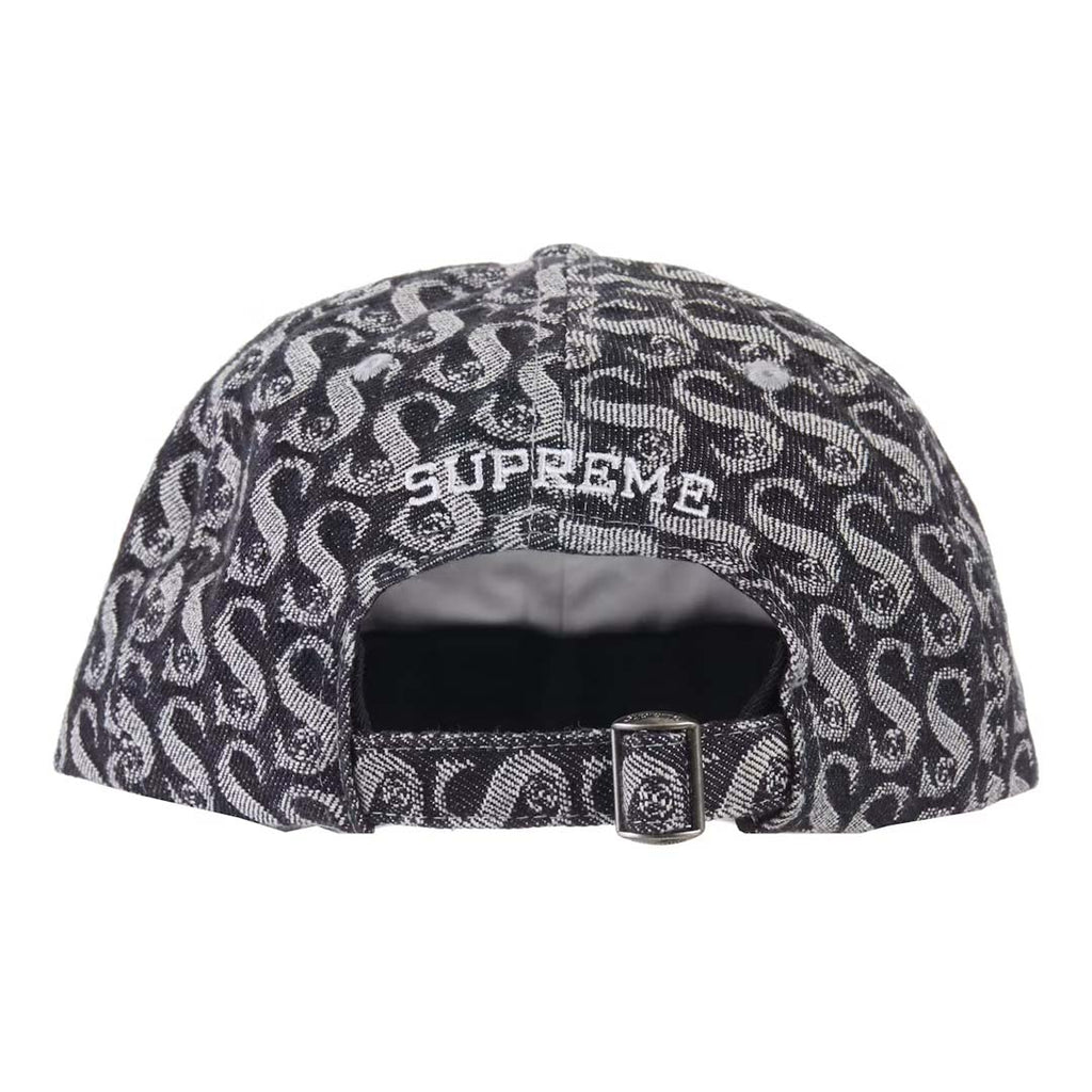 Supreme Monogram Denim 6-Panel Hat Black Grey