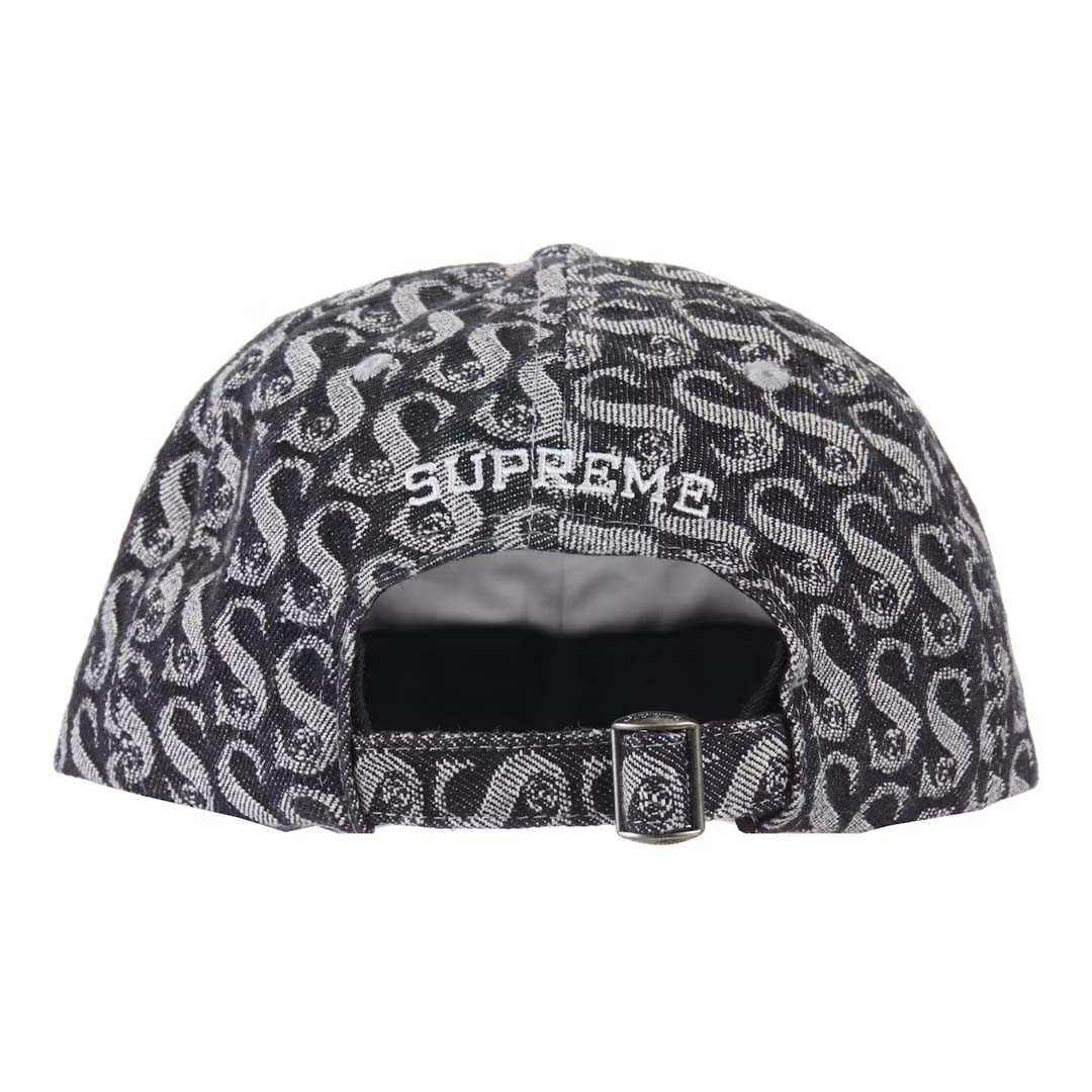 Supreme Monogram Denim 6-Panel Hat Black Grey