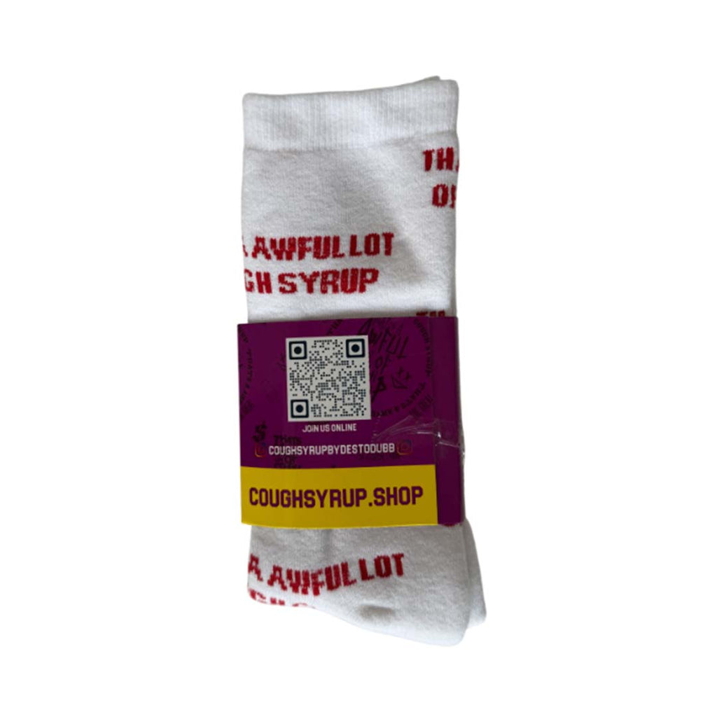 Awful Lot of Cough Syrup Socks White Red