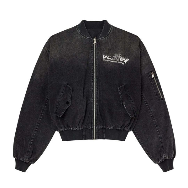 Vale Forever Noir Zip Up Bomber Jacket Faded Black