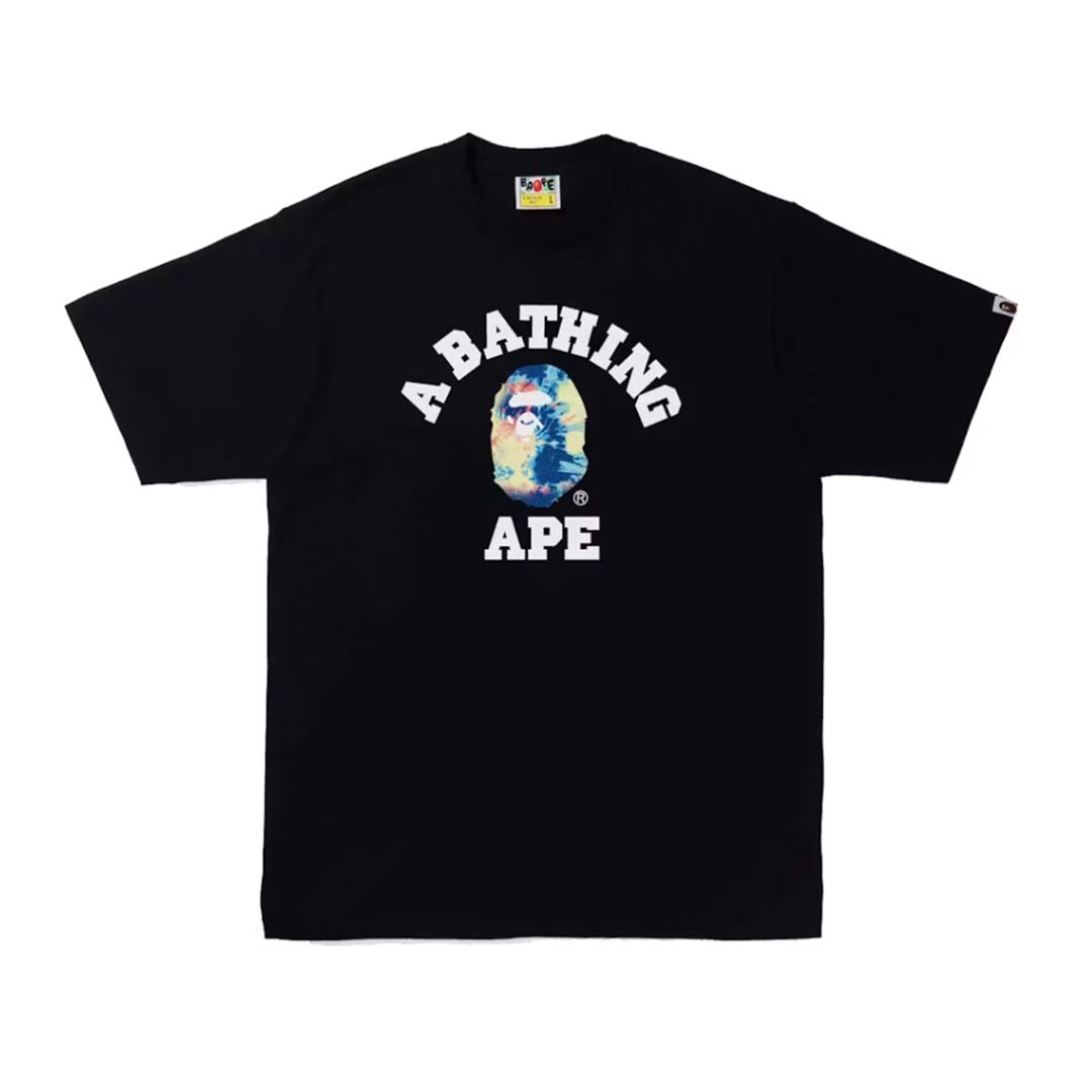 Bape College Tie Dye Tee Black Multi