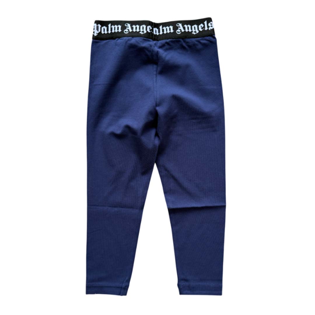 Palm Angels KIDS Waistband Logo Leggings Navy Blue Black