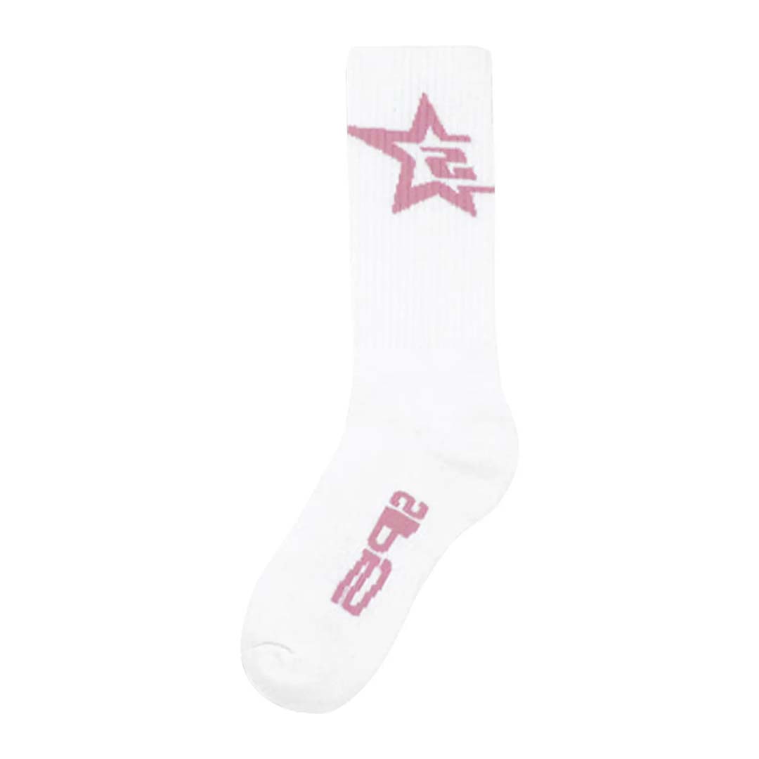 Sp5der Tube Socks White Pink