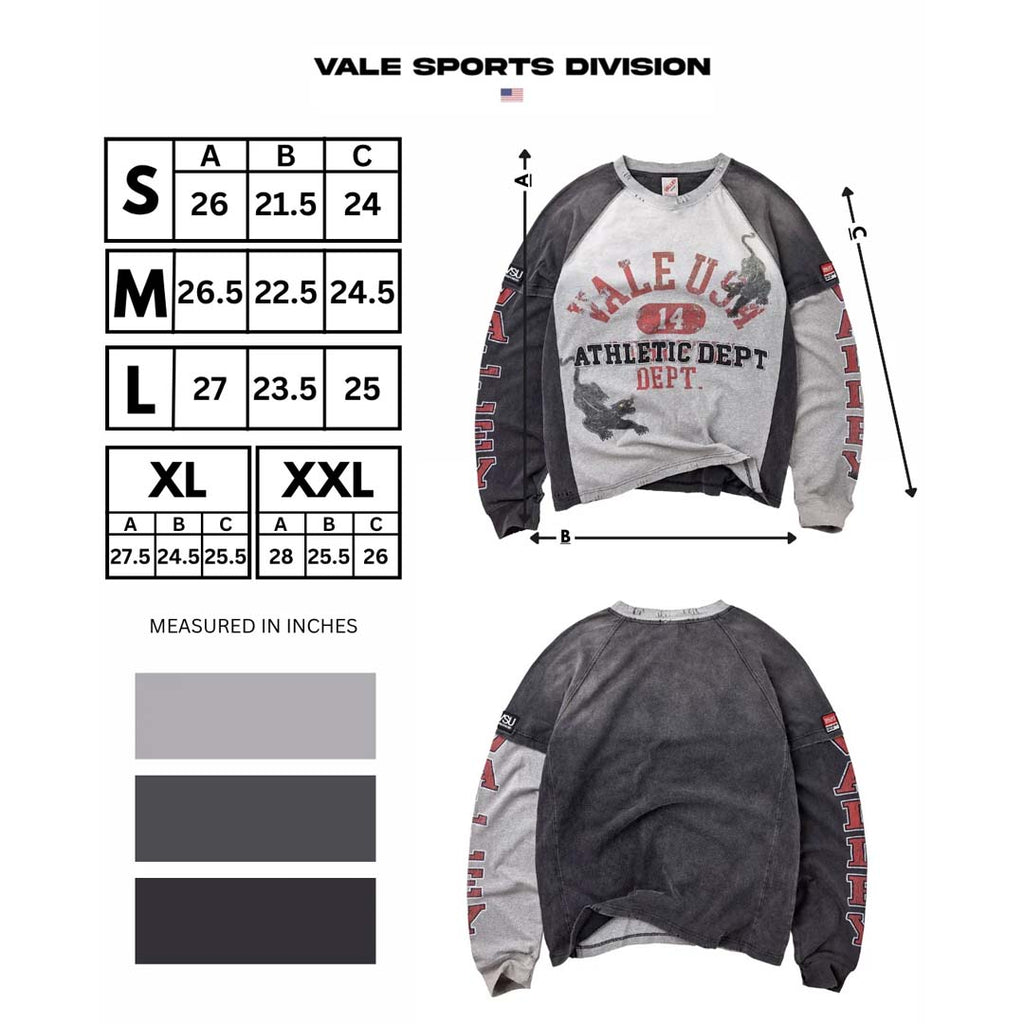 Vale Forever Varsity Long Sleeve Tee Grey Red