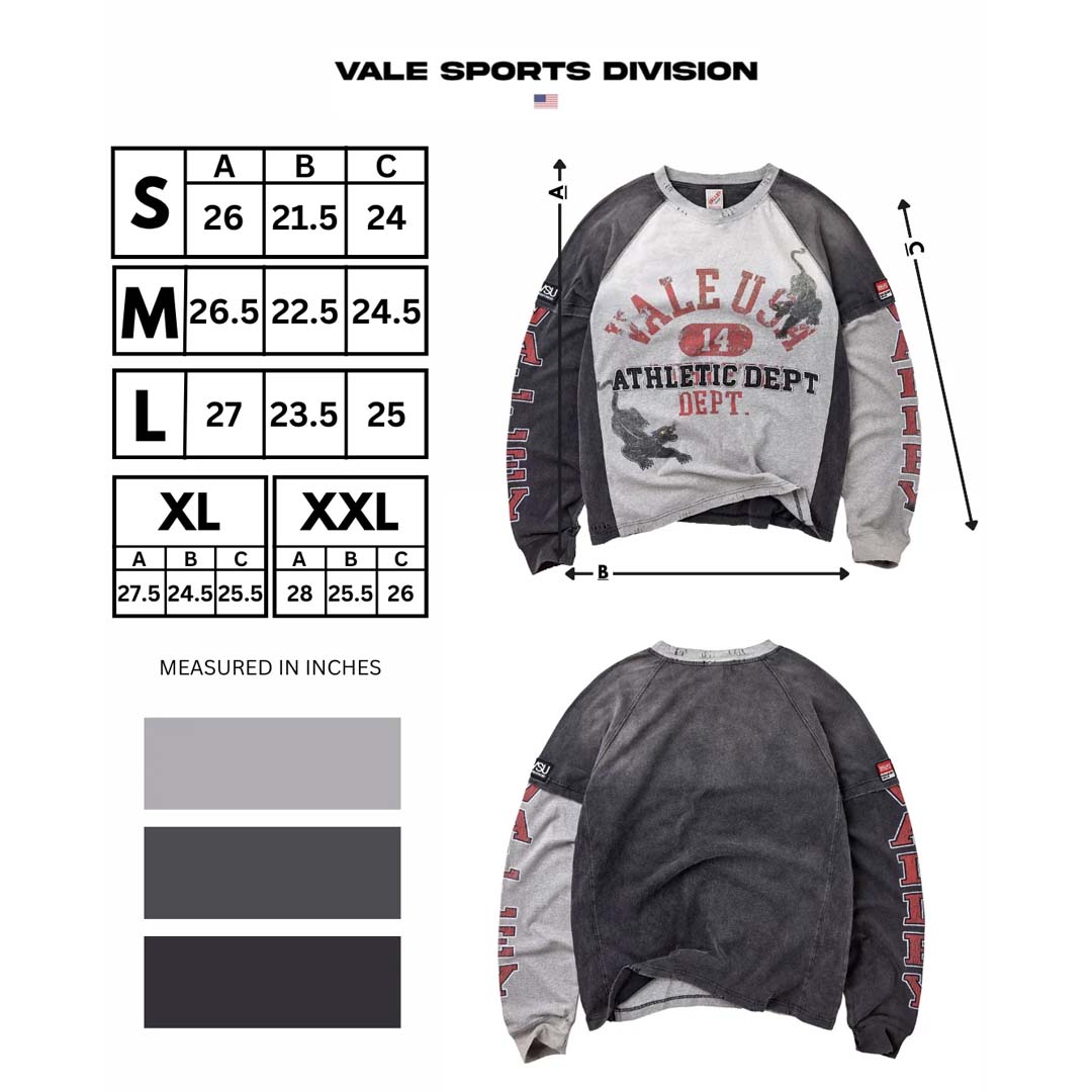 Vale Forever Varsity Long Sleeve Tee Grey Red