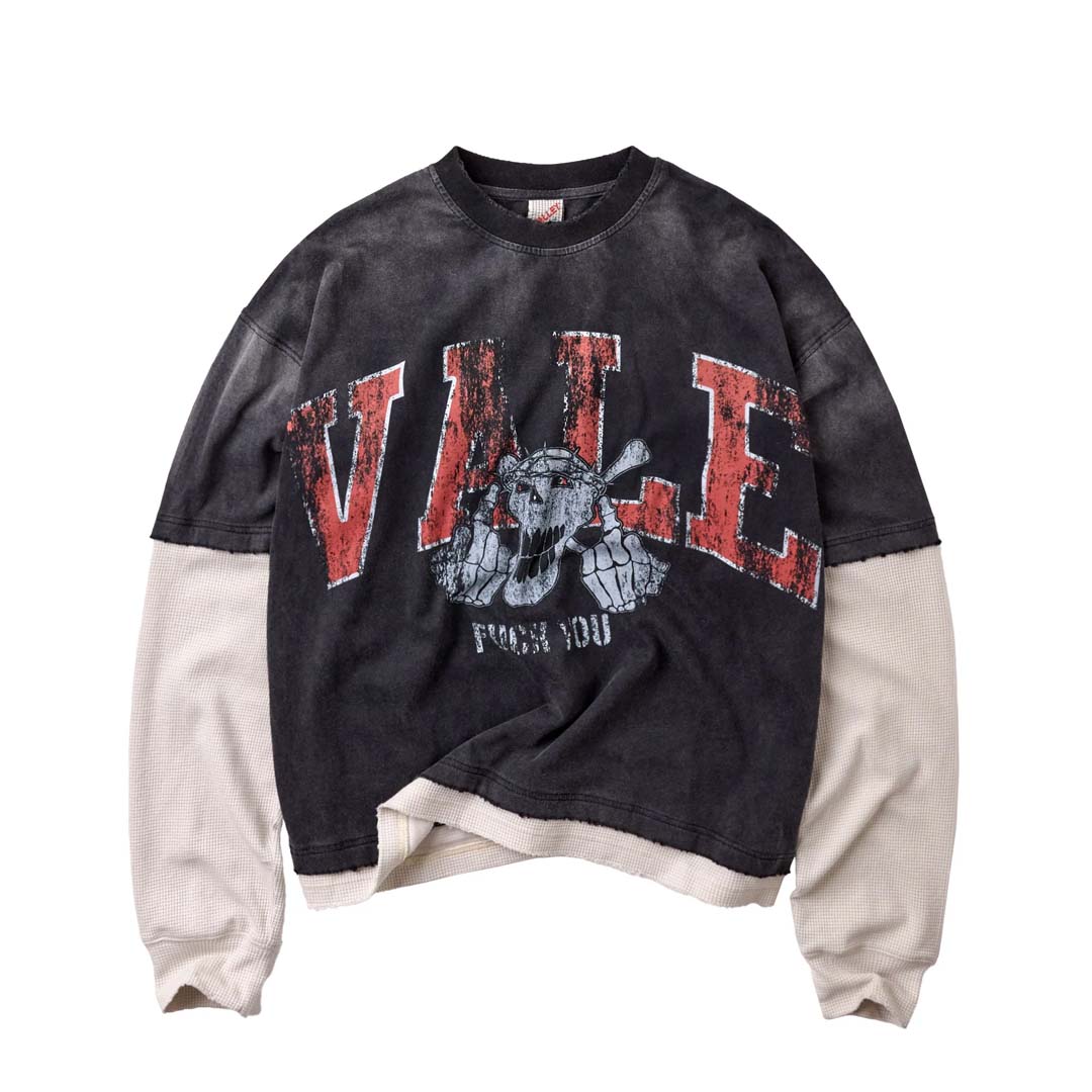 Vale Forever Big Brother Long Sleeve Layered Tee Black Red