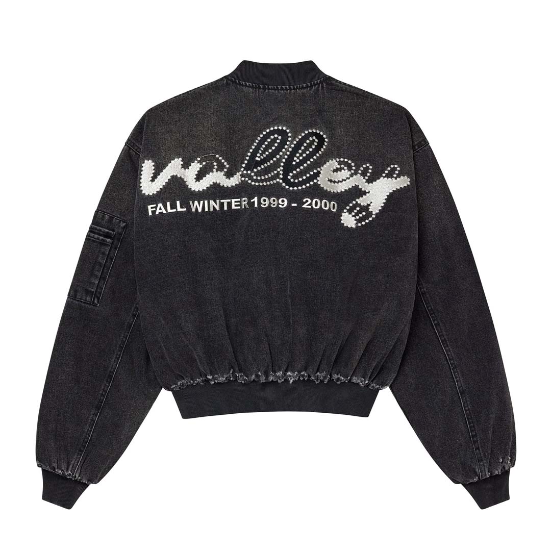 Vale Forever Noir Zip Up Bomber Jacket Faded Black