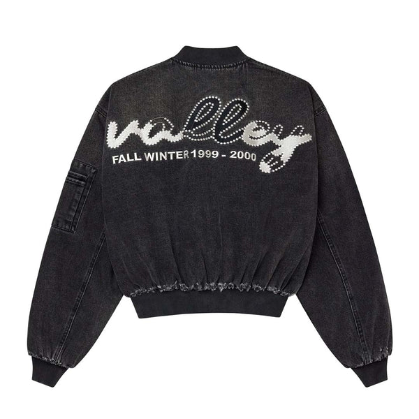 Vale Forever Noir Zip Up Bomber Jacket Faded Black