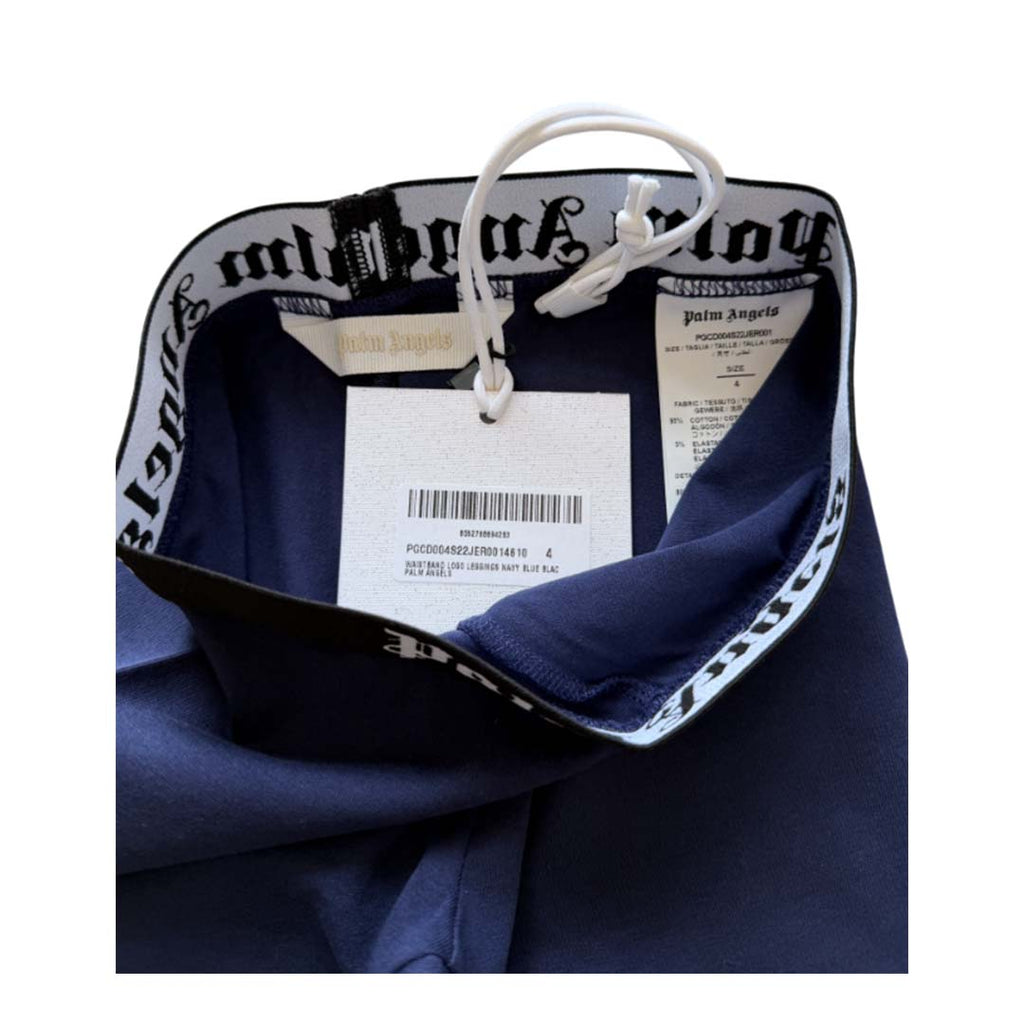 Palm Angels KIDS Waistband Logo Leggings Navy Blue Black
