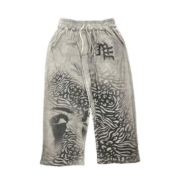 Mixed Emotions Stripped Sweatpants Grey Black