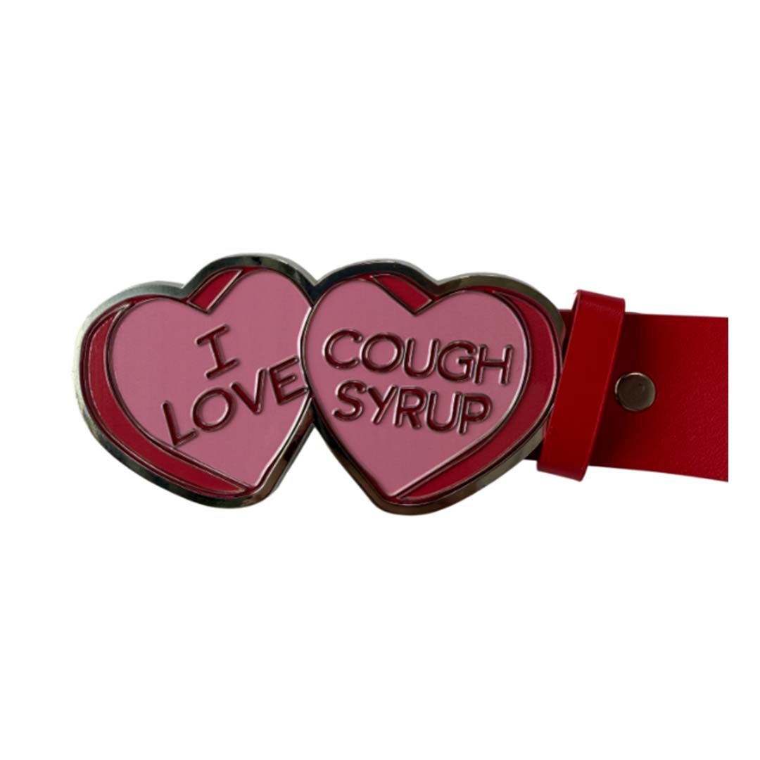 Awful Lot of Cough Syrup Love Belt Red