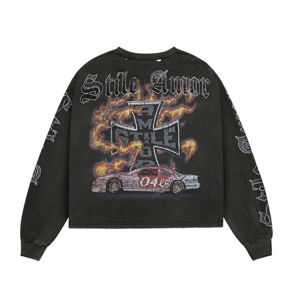 Stile de Amor Corredore Long Sleeve Tee Faded Black Red