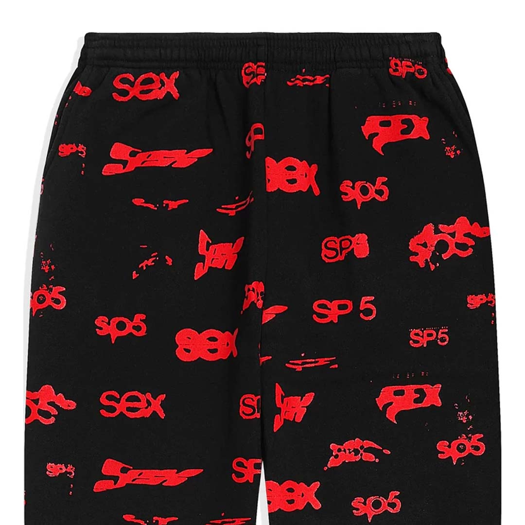 Sp5der AOP Print Sweatpants Black Red