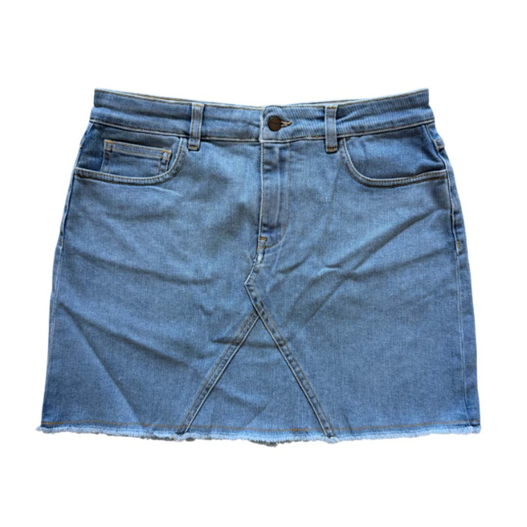 Palm Angels KIDS Denim Skirt Light Blue Green Palm Tree