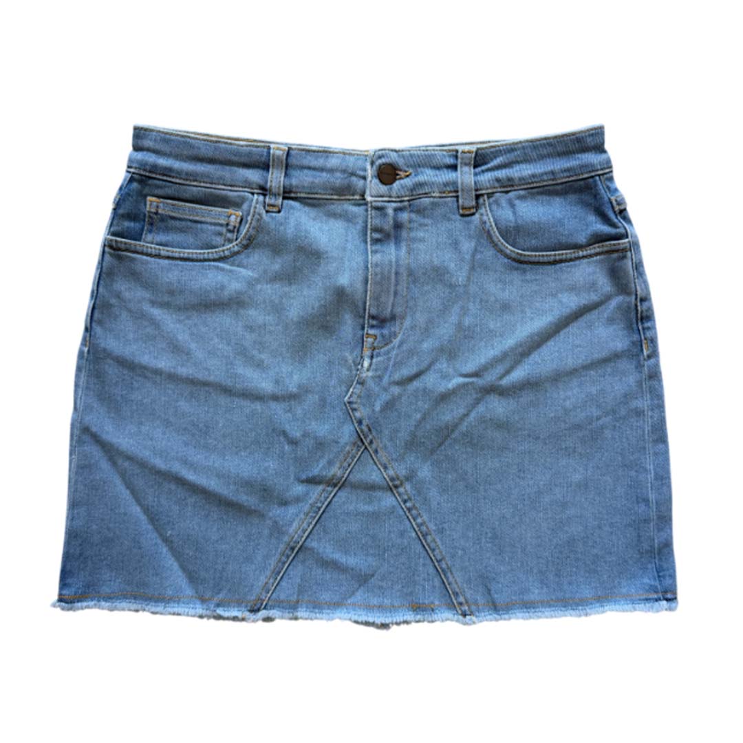 Palm Angels KIDS Denim Skirt Light Blue Green Palm Tree