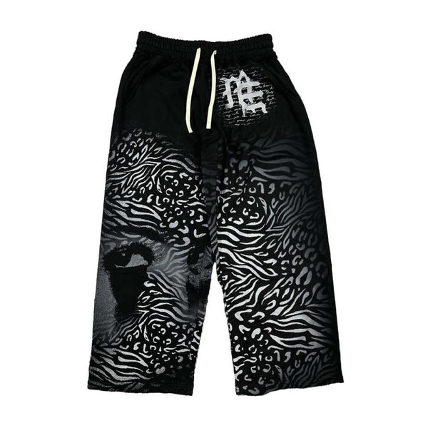 Mixed Emotions Stripped Sweatpants Black White
