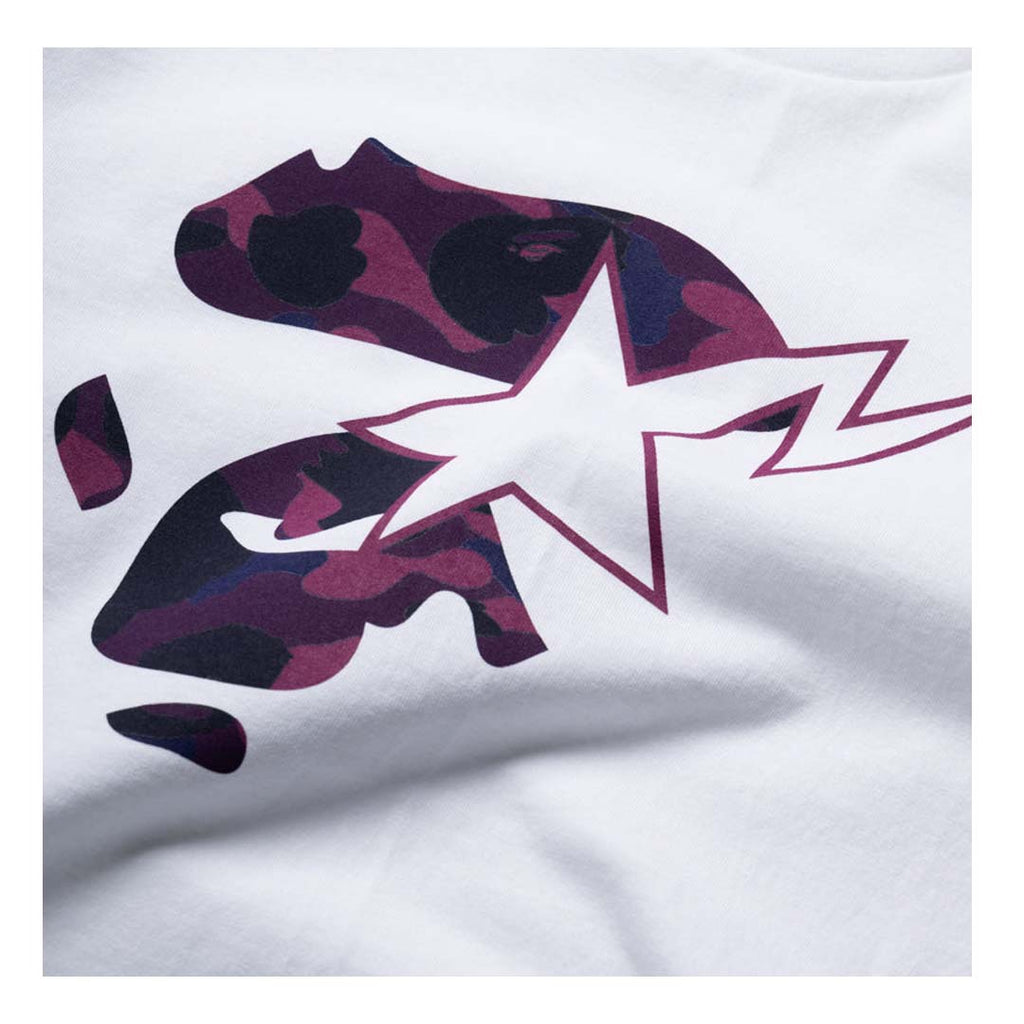 Bape A Bathing Ape Face Sta Long Sleeve Tee White Purple Camo