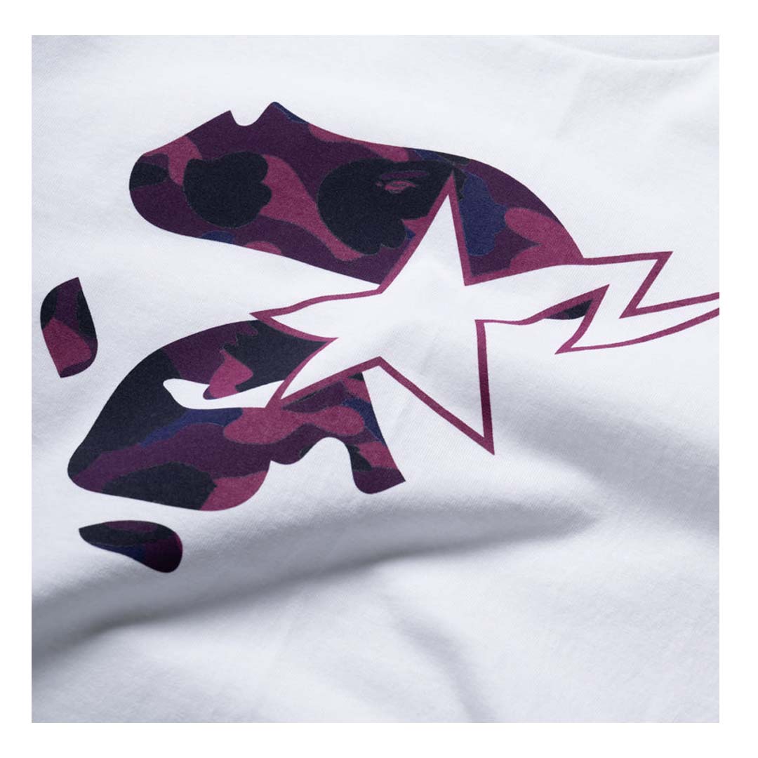 Bape A Bathing Ape Face Sta Long Sleeve Tee White Purple Camo